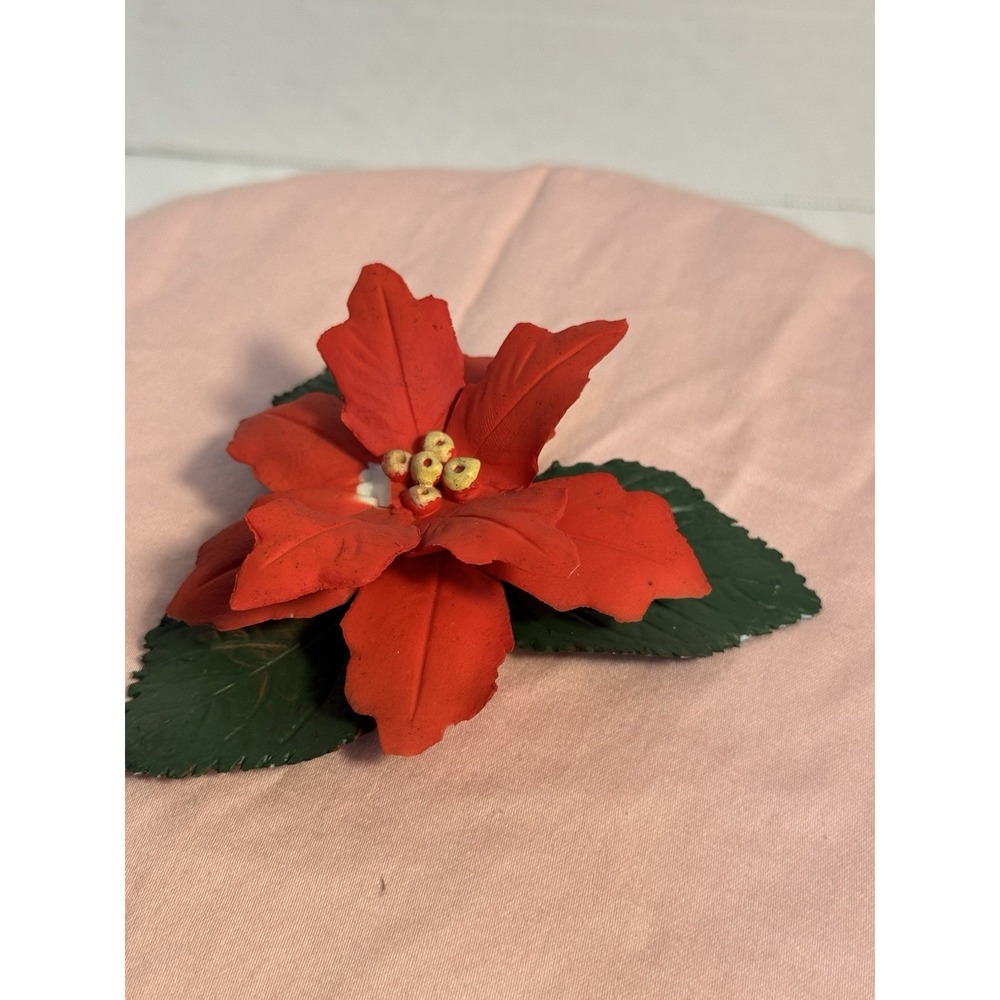 Capodimonte Flower Red Poinsettia Italy Porcelain Napoleon Pre-owned